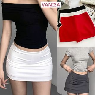 Chân váy chữ a sexy ôm body dáng ngắn có quần bảo hộ trắng đen xám đỏ VANISA CV031