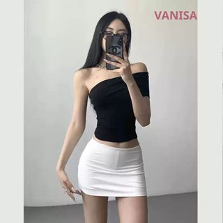 Chân váy chữ a sexy ôm body dáng ngắn có quần bảo hộ trắng đen xám đỏ VANISA CV031