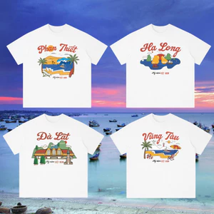 Áo Thun Địa Danh Du Lịch Biển Các Tỉnh Thành Việt Nam Unisex Nam Nữ Áo Thun Cotton Form OVERSIZE mềm mịn mát