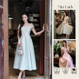 Váy Taffeta Cổ Vuông Miolady Tay Ngắn Dáng Xòe 2 Lớp – Ôm Eo Tôn Dáng Dự Tiệc VA027