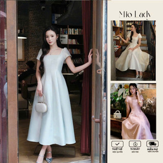 Váy Taffeta Cổ Vuông Miolady Tay Ngắn Dáng Xòe 2 Lớp – Ôm Eo Tôn Dáng Dự Tiệc VA027