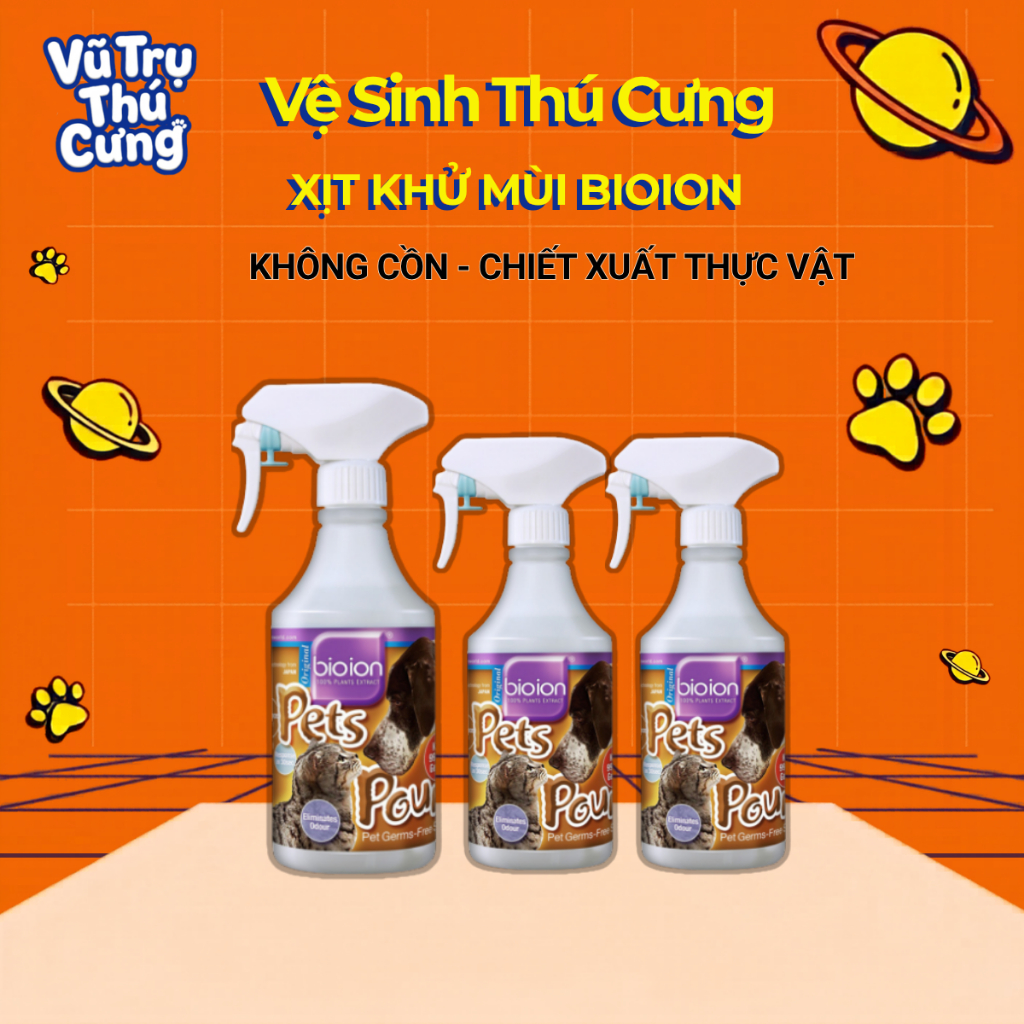Xịt Khử Mùi Cho Thú Cưng BIOION Pet Pounce Chai 500ml, Thành Phần Lành Tính, Không Cồn