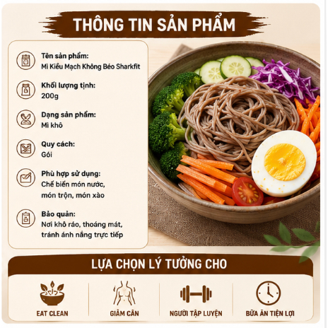Mì Ăn Kiêng Kiều Mạch Đen Gao Yu Fei Te 0 Béo (200g), Mì Eat Clean Healthy Nguyên Cám Ít Calo Luka Food