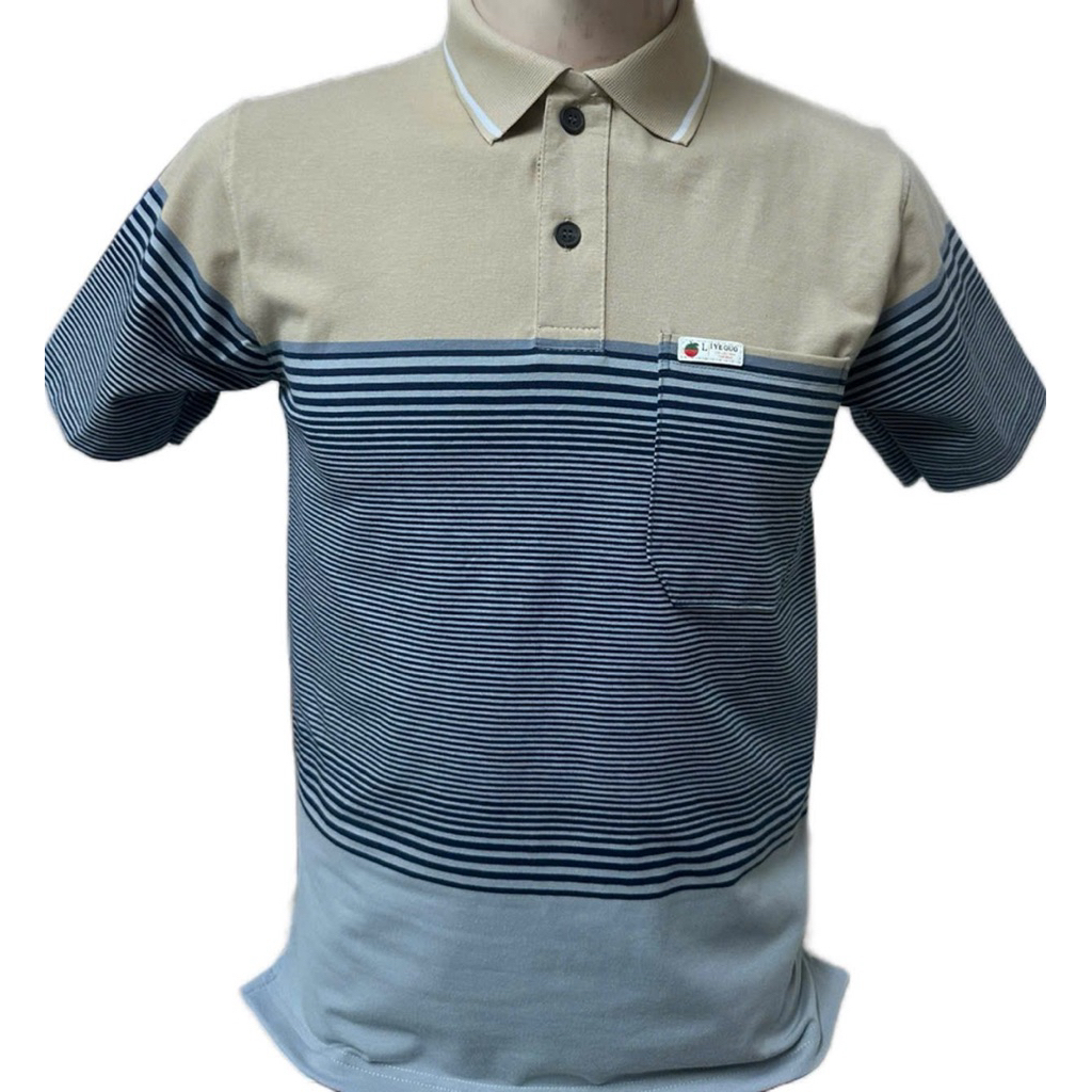 Áo Thun Polo Nam Trung Niên Sọc Ngang Cổ Bẻ Có Túi - Áo Phông Nhiều Màu