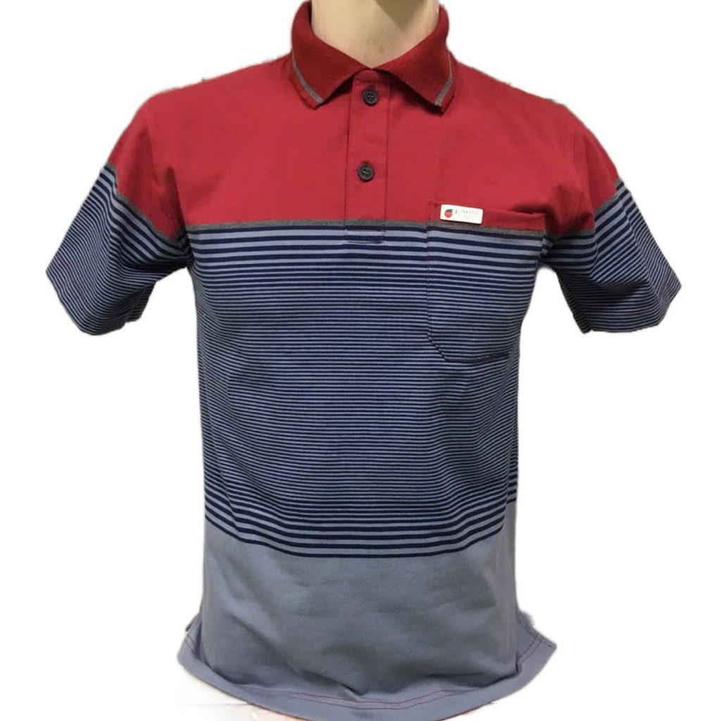 Áo Thun Polo Nam Trung Niên Sọc Ngang Cổ Bẻ Có Túi - Áo Phông Nhiều Màu