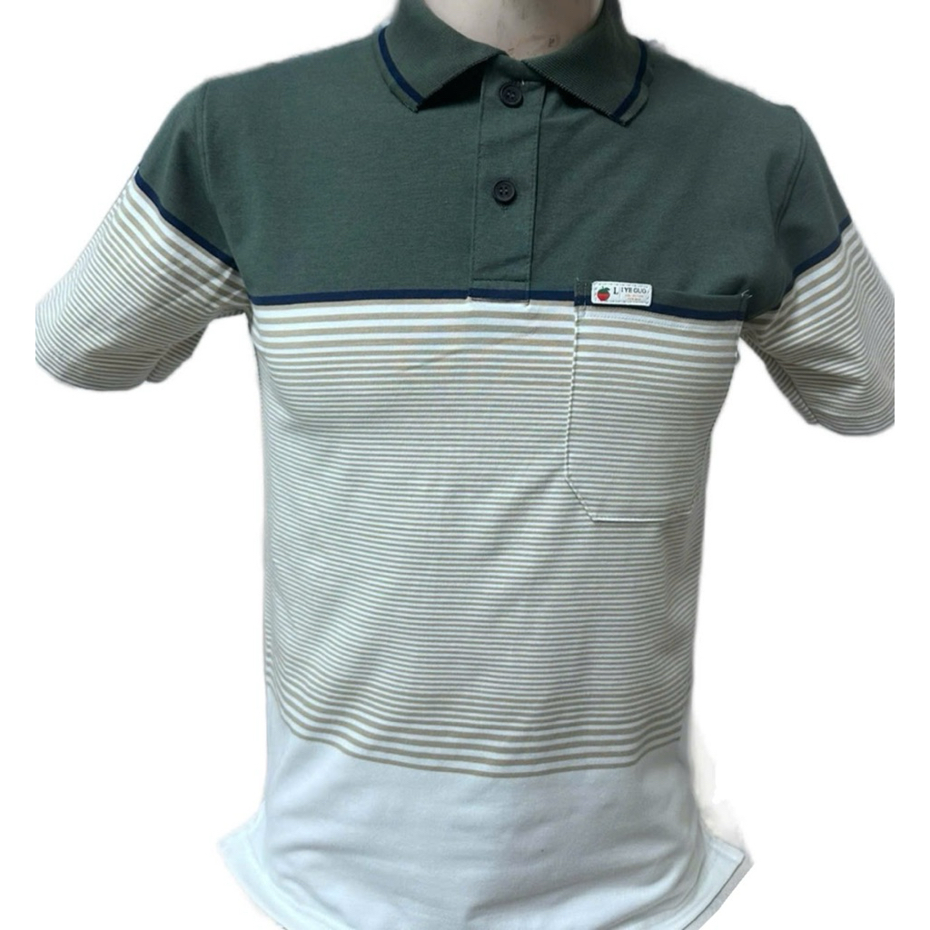 Áo Thun Polo Nam Trung Niên Sọc Ngang Cổ Bẻ Có Túi - Áo Phông Nhiều Màu