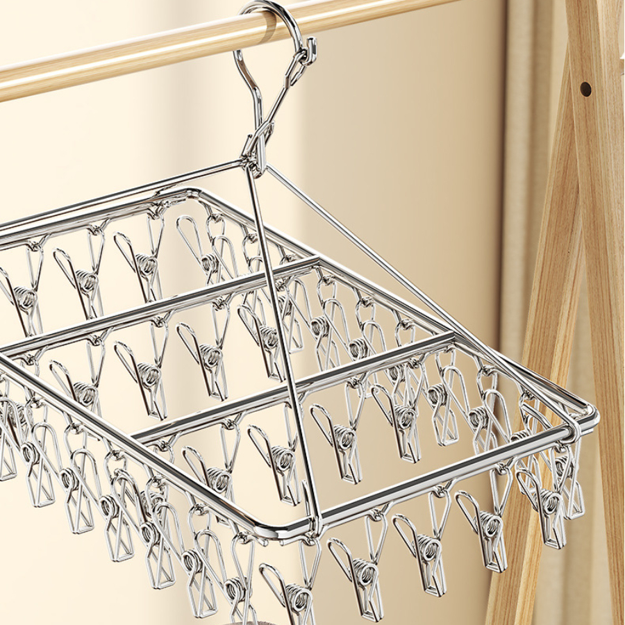 Móc Phơi Kẹp Inox Đa Năng 20-50 kẹp, Giàn Kẹp Phơi Tất Vớ Đồ Lót Khăn Nhỏ Gấp Gọn Tiện Lợi