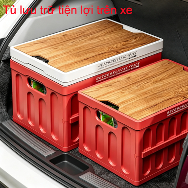 Thùng lưu trữ gấp gọn cho cốp xe hơi hộp đa chức năng làm bàn ăn cắm trại ngoài trời dung tích lớn