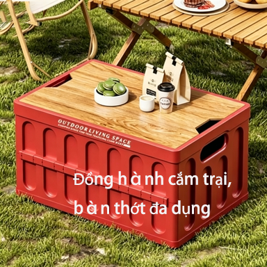 Thùng lưu trữ gấp gọn cho cốp xe hơi hộp đa chức năng làm bàn ăn cắm trại ngoài trời dung tích lớn