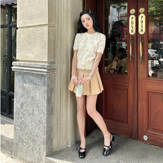 Áo len cộc tay dáng cardigan chất len lông thỏ họa tiết thêu nơ cao cấp phù hợp mặc mùa hè ALC04 300G