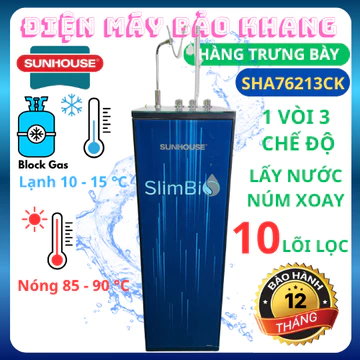 Máy lọc nước RO Sunhouse nóng nguội lạnh SHA76213CK 10 lõi - Tặng Kèm Chân Đế INOX