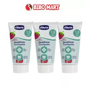 Kem Đánh Răng Chicco Hương Dâu/Chuối Táo Không Cay Có Thể Nuốt Được Cho Bé 6-12M - Bibo Mart