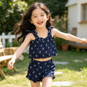 Set Bộ Bé Gái 2 Dây Hoa Nhí Xuất Dư Dễ Thương 0998L Size 6-10T (22-33kg)