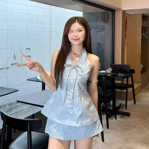 Set áo yếm caro NELLY phối dây buộc kèm chân váy SAT434