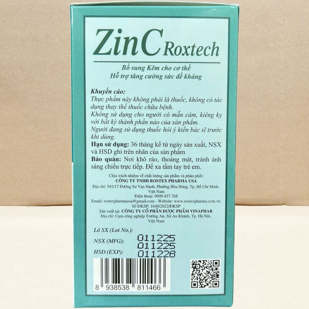 Zin C Roxtech Xanh Dương - Rostex - Vinaphar - Vitamin Chữa Lành