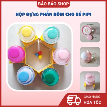 Hộp đựng phấn rôm cho bé PiPi có kèm bông chậm chứa phấn (màu sắc ngẫu nhiên cho bé trai, bé gái)