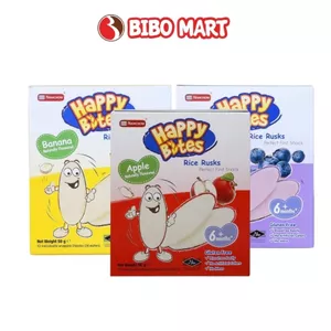 Bánh Gạo Ăn Dặm Happy Bites Cho Bé Trên 6 Tháng Nhiều Vị Dâu Chuối Táo Rau Củ - Bibomart