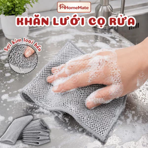 Khăn Lau Chén Bát Lưới Kim Loại HomeMate, Khăn Lau Đa Năng Chống Bám Dầu Siêu Thấm Hút Dùng Cho Nhà Bếp