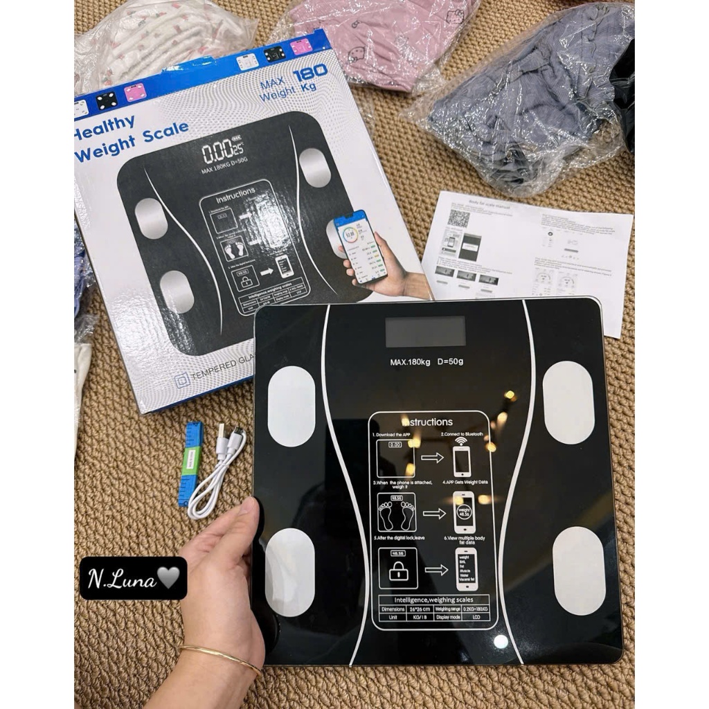 Cân Sức Khỏe Thông Minh C2 – 15 Chỉ Số Cơ Thể, Sạc Pin USB, Kết Nối App, Kính Cường Lực 5mm, 180kg