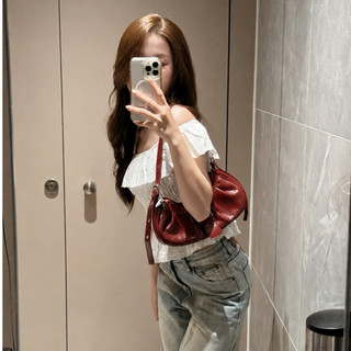 Áo trễ vai thô viền ren hoa nổi bo chun dáng xòe nhẹ xinh xắn LAVIAN A128