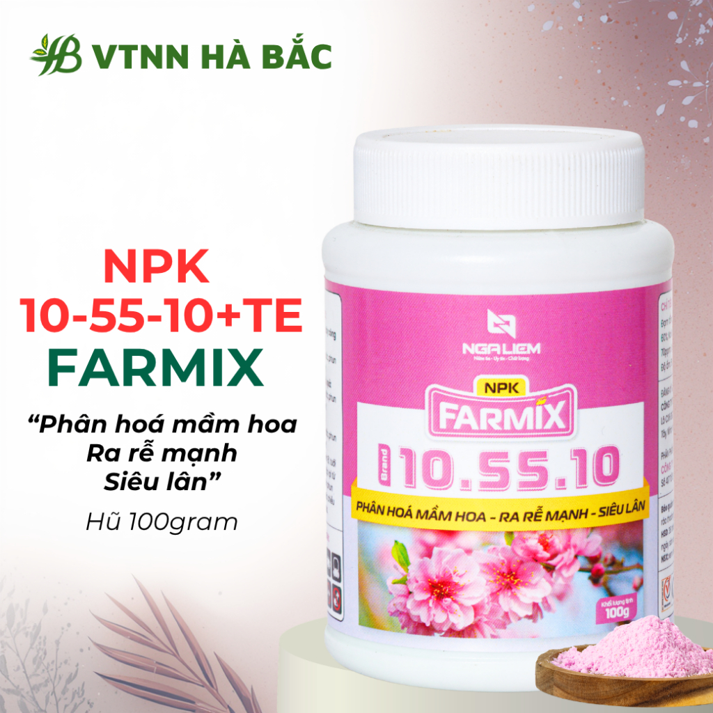 🌸 NPK 10-55-10+TE Farmix 100gram – Kích Nụ Nhanh, Hoa Đồng Loạt, Rễ Khỏe