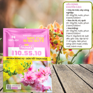 🌸 NPK 10-55-10+TE Farmix 50gram – Giải Pháp Kích Hoa Nhanh, Nở Đúng Thời Điểm