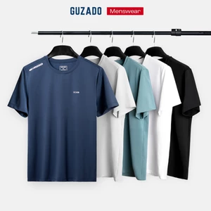COMBO 2 Áo Thun Nam Ngắn Tay GUZADO Vải Coolmax Thông Hơi Mát Lạnh Form Rộng Thoải Mái CB2GTS04