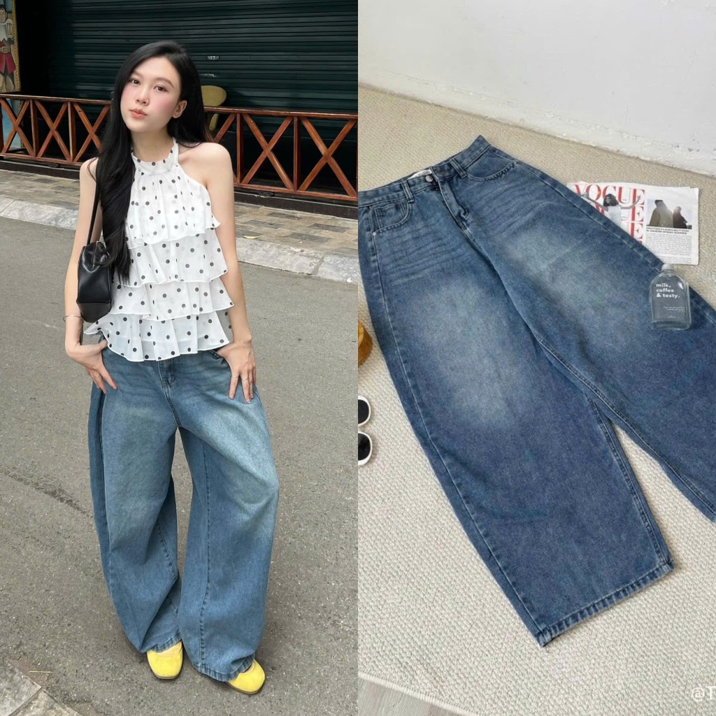 Quần jeans dáng rộng ỐNG CONG harem 8342 Nữ the.sweaterweather TSW