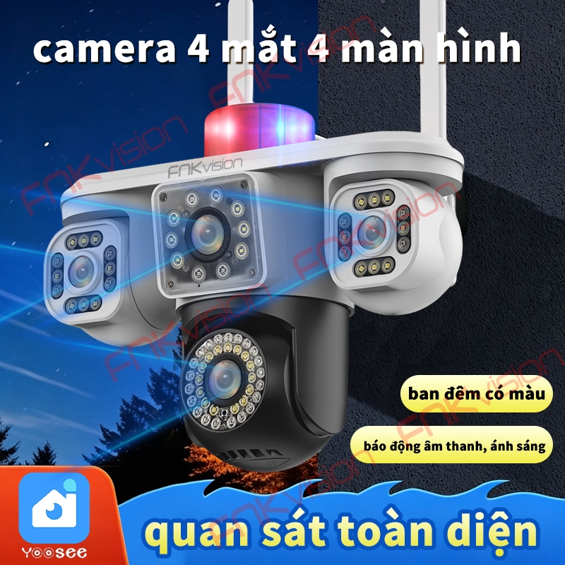 [FNKvision] Camera 4 mắt 4 màn hình Yoosee 24MP xem đêm có màu Camera ngoài trời chống mưa chống nước Bảo hành 12 tháng