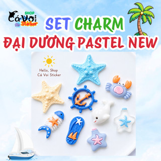 Set Charm Gắn Dép Đại Dương Pastel Cá Heo Sao Biển Siêu Cute 🌊🐬 Charm Resin Cao Cấp Phong Cách Biển Mùa Hè
