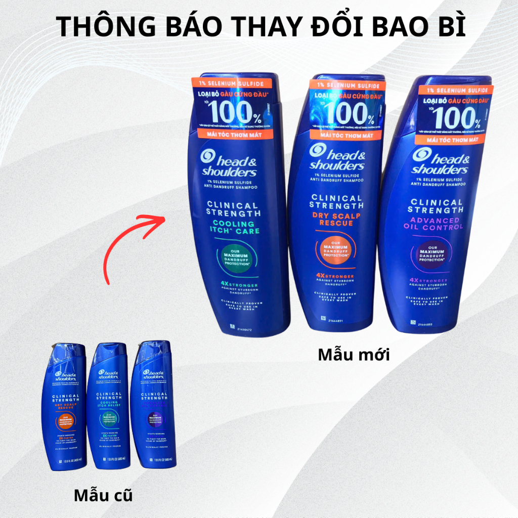 Dầu gội làm sạch và ngăn ngừa gàu nấm Head&iuShoulder Clinical Strenght Dành Cho Tóc Khô 400ml