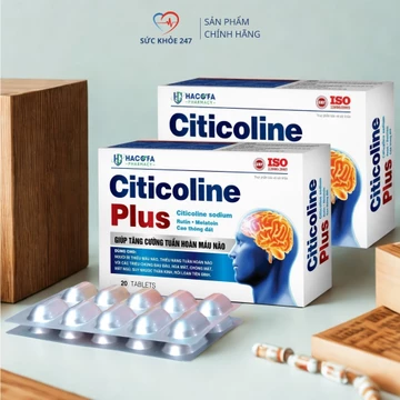 Combo 2 Hộp Citicoline Plus - Bổ Não Cho Người Sau Tai Biến, Thiếu Máu Não - Hộp 20 Viên x 2