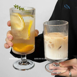 BỘ 6 LY thuỷ tinh DÁNG TRỤ - CÓ CHÂN chịu nhiệt Phong Cách NHẬT BẢN - DECOR, Nhà Hàng, Cocktail