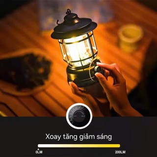 Đèn Bão Tích Điện, Đèn Cắm Trại Dã Ngoại, Đèn Măng Xông, Đèn Decor Vintage Tặng Kèm Cáp Sạc