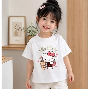 Áo Thun Bé Gái - Bé Trai HỌA TIẾT MÈO HELLOKYTY QC47 K.Kid Áo Phông Chất Cotton Mềm Mát size 8-20kg M89