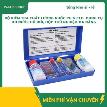 Hộp thử nước bể bơi, bộ dụng cụ test nước hồ bơi, hộp test pH và Clo hồ bơi