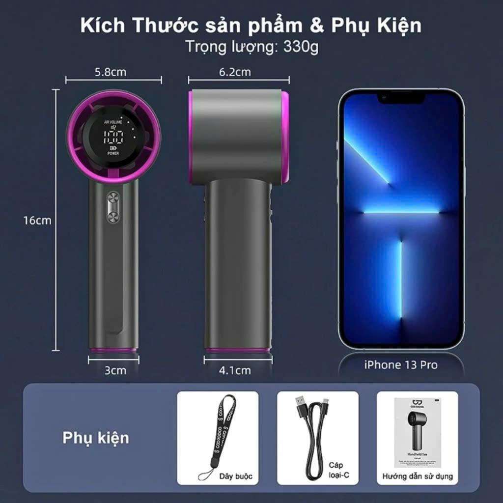Quạt Cầm Tay Mini S001 Quạt Tích Điện Mini Có 100 Cấp Độ GIÓ BỀN BỈ MÃNH MẼ LÀM MÁT CỰC NHANH MỚI NHẤT 2026