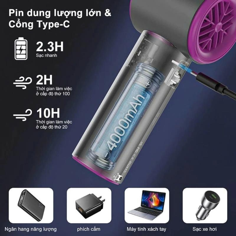 Quạt Cầm Tay Mini S001 Quạt Tích Điện Mini Có 100 Cấp Độ GIÓ BỀN BỈ MÃNH MẼ LÀM MÁT CỰC NHANH MỚI NHẤT 2026