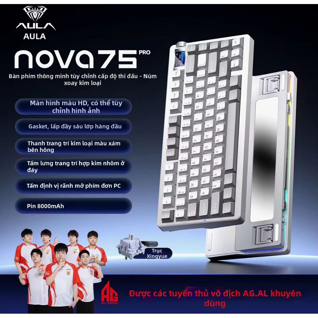 (new-sẵn) bàn phím cơ Aula Nova75-Nova75 pro-3 mode-màn hình TFT-led RGB | BigBuy360 - bigbuy360.vn