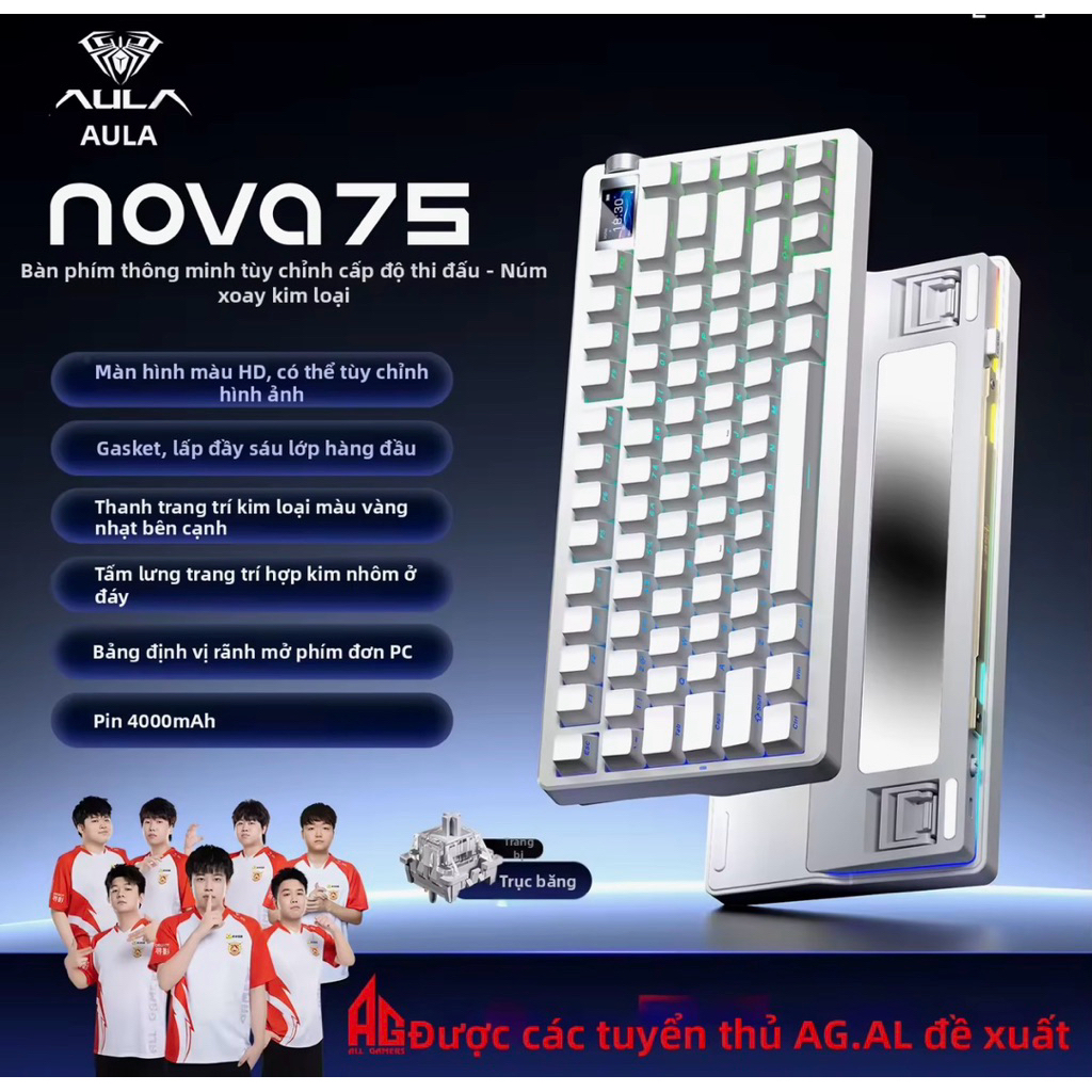 (new-sẵn) bàn phím cơ Aula Nova75-Nova75 pro-3 mode-màn hình TFT-led RGB | BigBuy360 - bigbuy360.vn