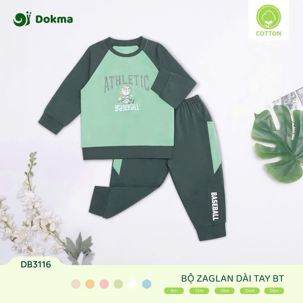 (8-13kg, 6-36M) Bộ Dài Tay Dokma Cài Vai Chất Vải Mềm Mại Cho Bé DB2412 DB3170 DB3116 DB3176 DB3179