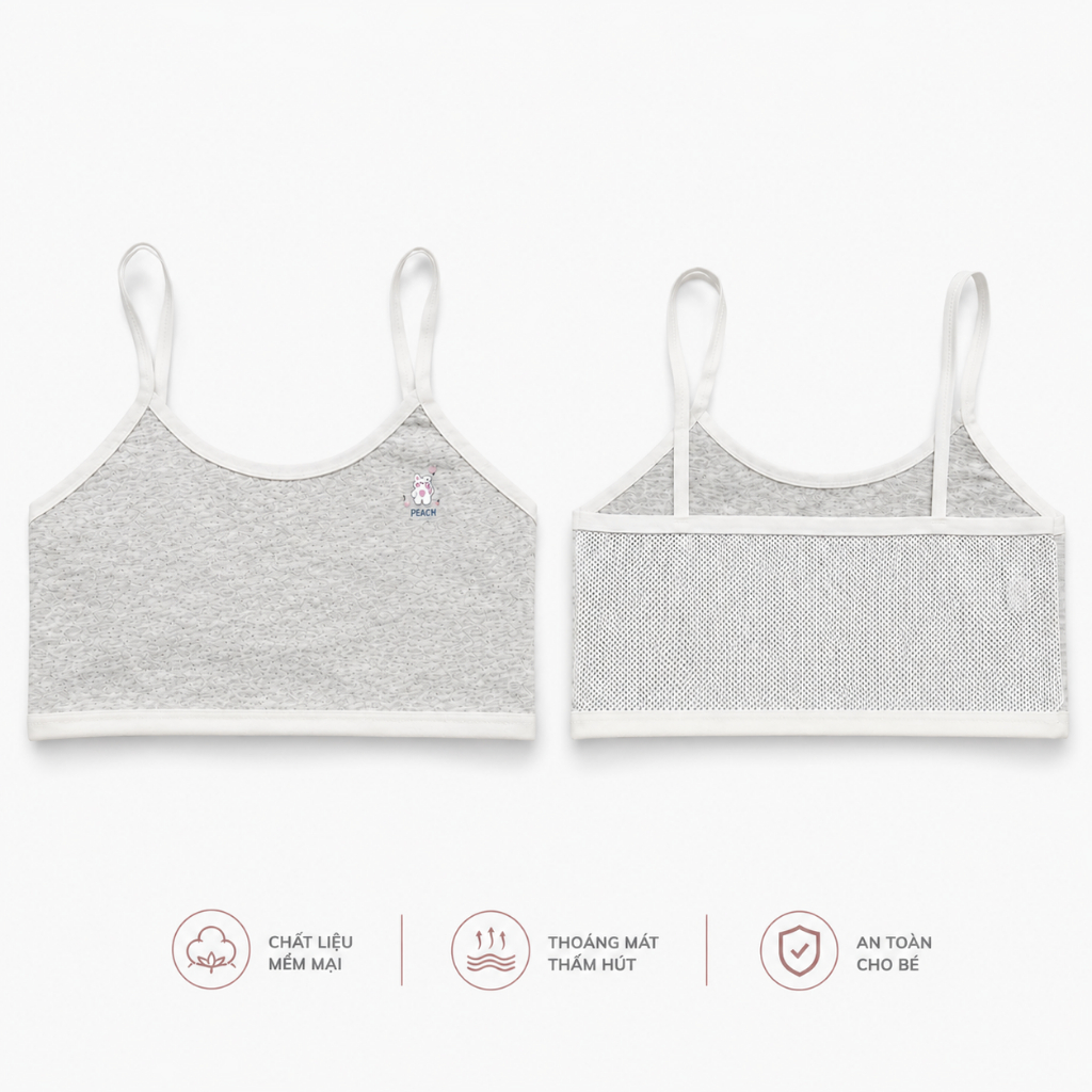 Áo Lót Lá Bé Gái Cotton Thoáng Mát Mềm Mại Cho Bé Tuổi Dậy Thì