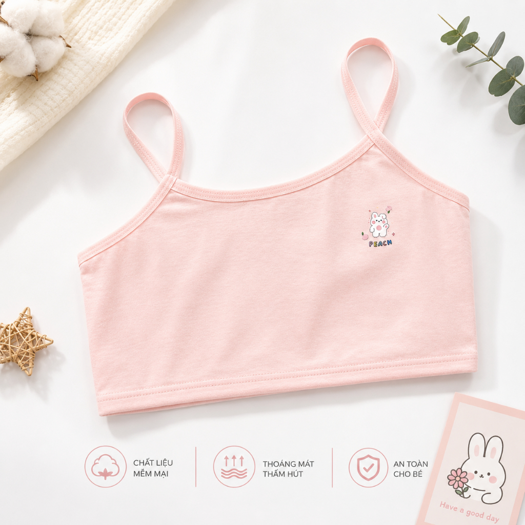 Áo Lót Lá Bé Gái Cotton Thoáng Mát Mềm Mại Cho Bé Tuổi Dậy Thì