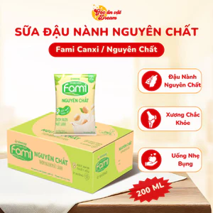 Sữa Đậu Nành Fami Nguyên chất/Can xi 200ml | Sữa Fami thùng 36 hộp | Sữa uống bổ sung canxi, thơm ngon