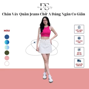 Chân váy quần Jean JD2034 chữ A dáng ngắn cạp ngang rồn co giãn cao cấp tôn dáng