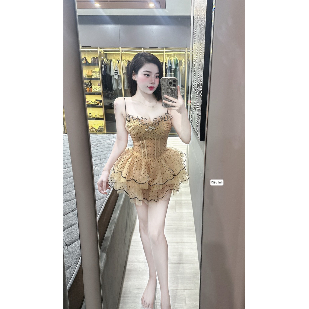 Đầm lưới bi mới về 2 màu 🥰  Kèm tag cài