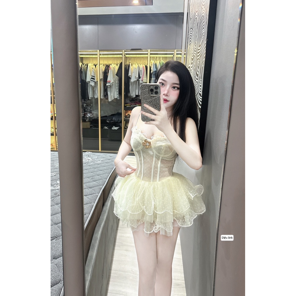 Đầm lưới bi mới về 2 màu 🥰  Kèm tag cài