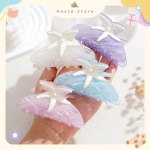 Kẹp Tóc Nhựa Xà Cừ Hologram Sao Biển Mùa Hè Trơn Càng Cua Quà Tặng Bạn Nữ Dễ Thương