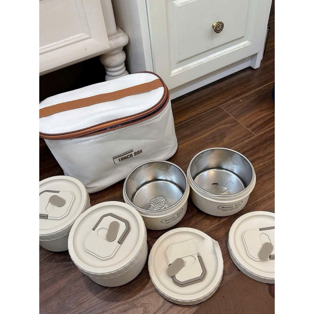 “Hộp Cơm Giữ Nhiệt Nhiều Tầng Kèm Túi Xách – Ruột Inox Dễ Vệ Sinh, Tiện Lợi Đi Học/Đi Làm/Dã Ngoại