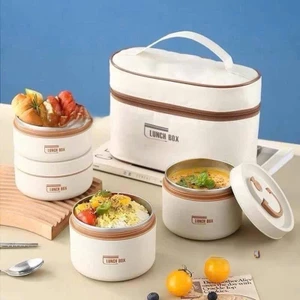 “Hộp Cơm Giữ Nhiệt Nhiều Tầng Kèm Túi Xách – Ruột Inox Dễ Vệ Sinh, Tiện Lợi Đi Học/Đi Làm/Dã Ngoại